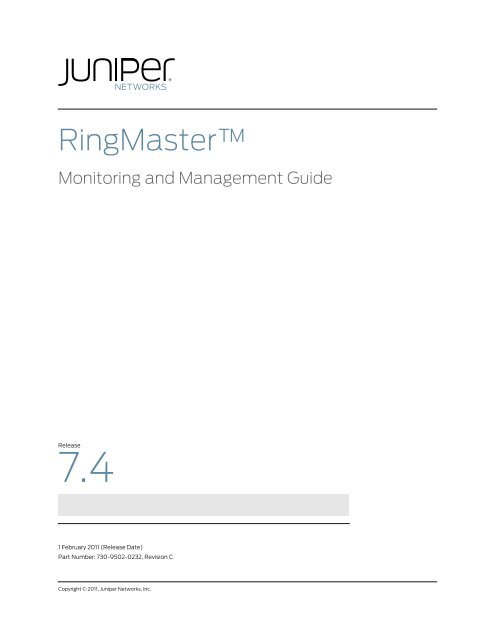 RingMaster Management Guide - Juniper Networks