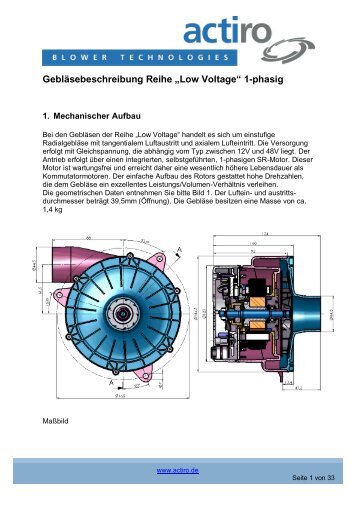 Gebläsebeschreibung Reihe „Low Voltage“ 1-phasig - actiro.de