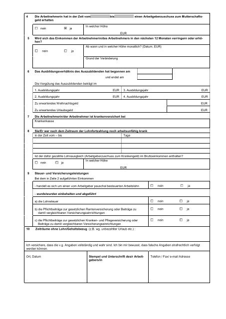 Verdienstbescheinigung Zum Antrag Auf Wohngeld 4 5 6 7 8 9 Die Arbeitneh