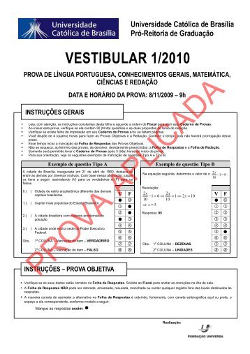 Prova UCB_1 - Universidade Católica de Brasília