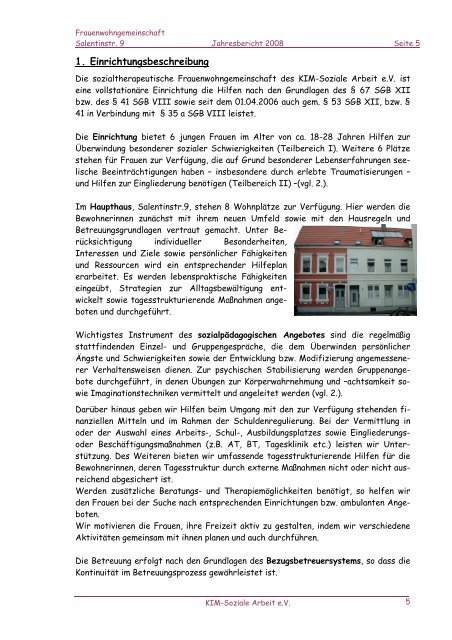 Jahresbericht 2008 - KIM - Soziale Arbeit eV