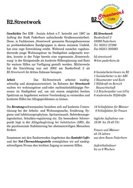 B2.Streetwork Jahresbericht 2008 - KIM - Soziale Arbeit eV