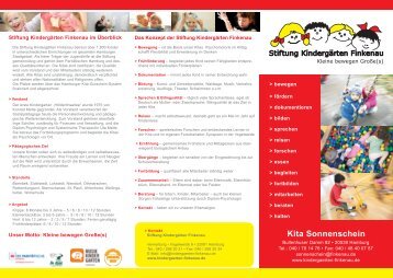 Flyer Kita Sonnenschein (pdf) - Stiftung Kindergärten Finkenau