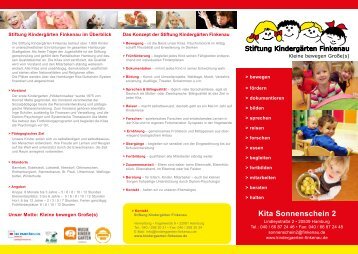 Flyer Kita Sonnenschein 2 (pdf) - Stiftung Kindergärten Finkenau