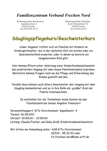 Säuglingspflegekurs/Geschwisterkurs - Kinderforum Frechen