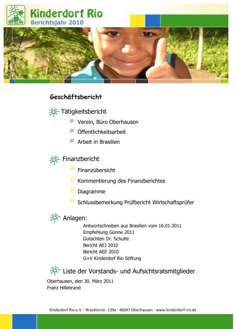 Jahresbericht 2010 - Kinderdorf Rio eV