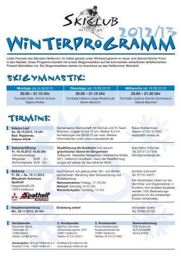 2012/13 WintERPROGRAMM - Skiclub Heilbronn