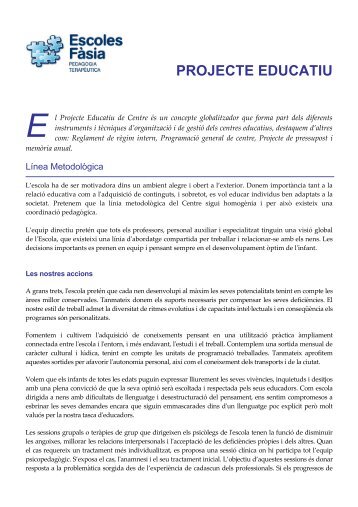 Projecte Educatiu CAT - Escoles Fasia