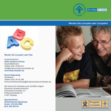 Flyer zum Projekt - Deutscher Kinderschutzbund OV Dresden eV