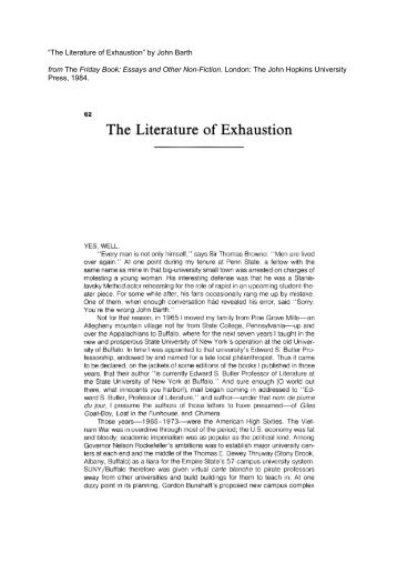 “The Literature of Exhaustion” by John Barth ... - Massey University