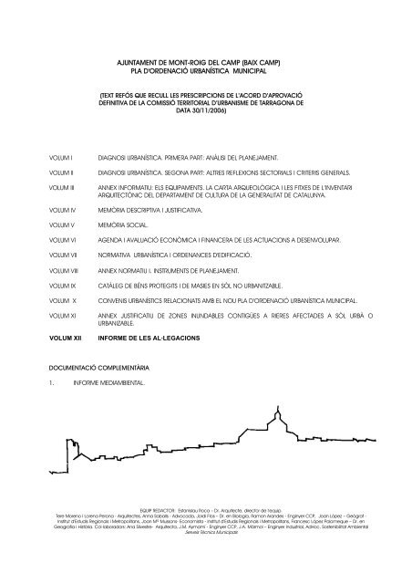 Volum XII. Informe de les al·legacions. - Ajuntament de Mont-roig del ...