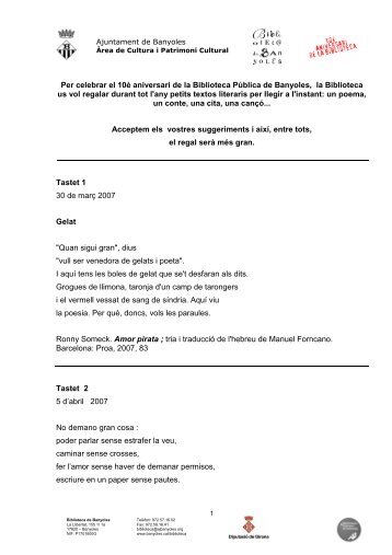 TASTETS RECULL PDF - Ajuntament de Banyoles