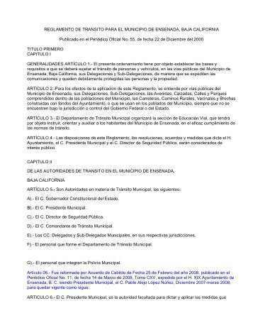 Transito para el Municipio de Ensenada - sindicatura ensenada bc ...