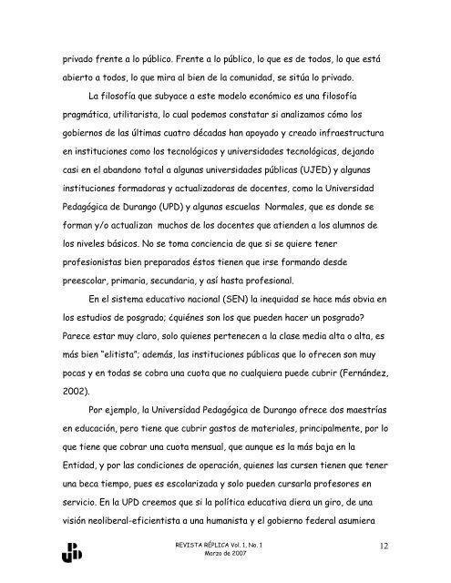 REPLICA No. 1 Vol. I - Universidad Pedagógica de Durango