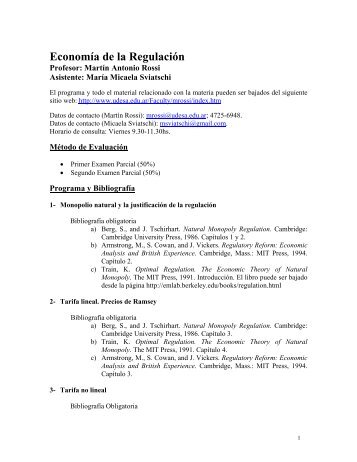 Economía de la Regulación - Universidad de San Andrés