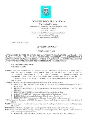 VERBALE DI GARA ESPERITA.pdf - Comune di Capraia Isola