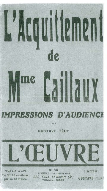 L'Acquittement de Mme Caillaux