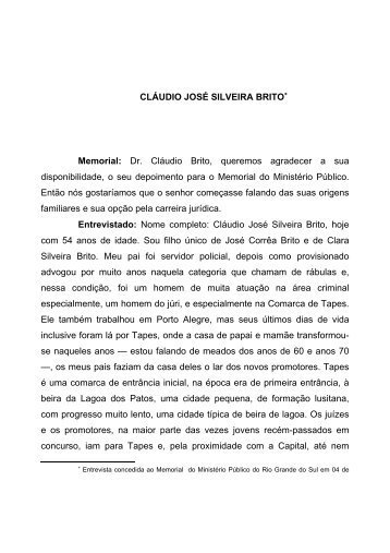 CLÁUDIO JOSÉ SILVEIRA BRITO Memorial - Ministério Público - RS