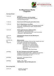 16. Witzenhäuser Woche - Programm -