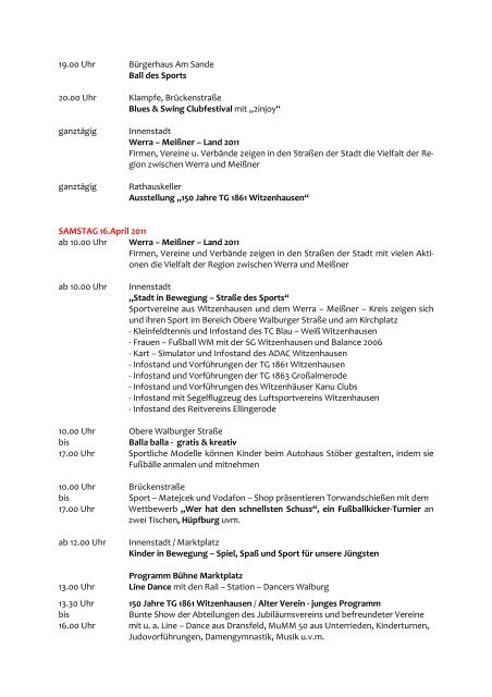 WiWoProgramm 2011 - Tourist-Info Witzenhausen