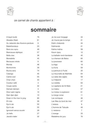 CARNET DE CHANTS - E-monsite