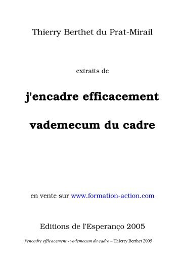 j'encadre efficacement vademecum du cadre - formation-action