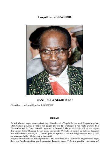 Leopold Sedar SENGHOR CANT DE LA NEGRITUDO