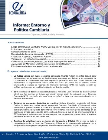 Luego del Convenio Cambiario Nº20 ¿Qué esperar ... - Ecoanalítica