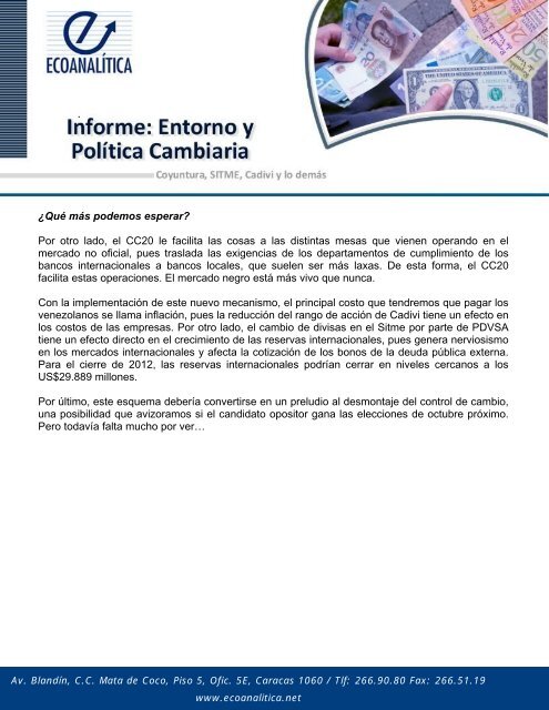 Luego del Convenio Cambiario Nº20 ¿Qué esperar ... - Ecoanalítica