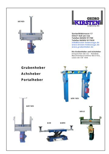 Grubenheber Achsheber Portalheber - Kirsten-hebezeuge.de