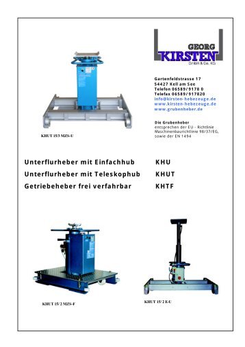 Unterflurheber mit Einfachhub KHU Unterflurheber mit Teleskophub ...