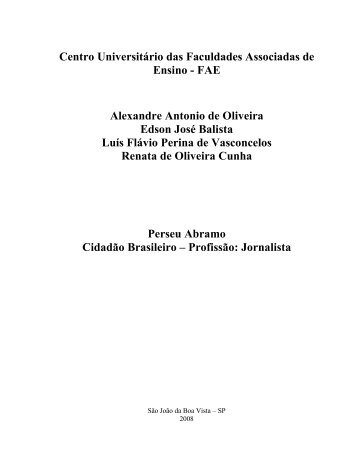 Perseu Abramo Cidadão Brasileiro: Profissão Jornalista - Fae