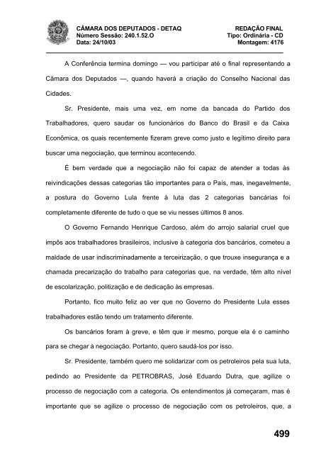 24/10/03 TURNO: Matutino TIPO DA SESSÃO: Ordinária