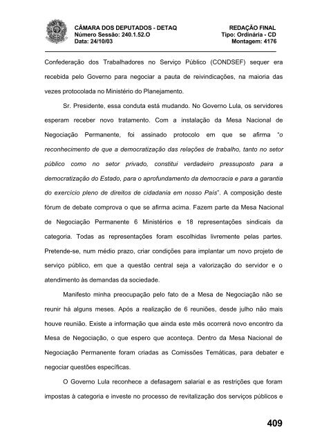 24/10/03 TURNO: Matutino TIPO DA SESSÃO: Ordinária