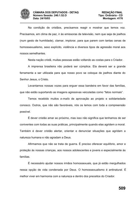 24/10/03 TURNO: Matutino TIPO DA SESSÃO: Ordinária