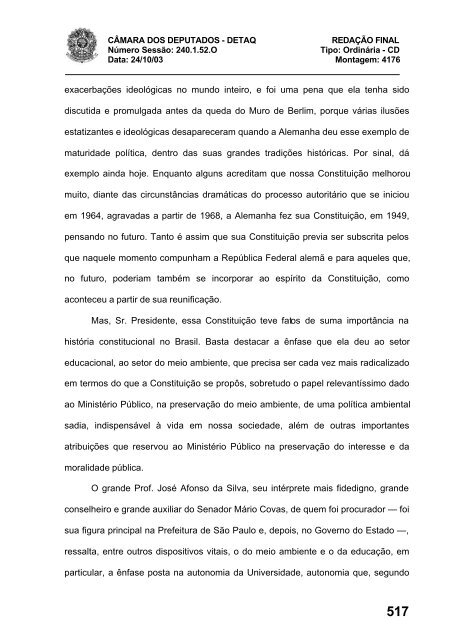 24/10/03 TURNO: Matutino TIPO DA SESSÃO: Ordinária