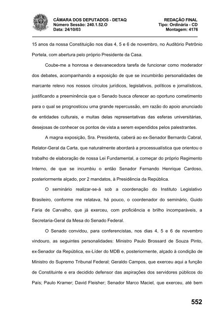 24/10/03 TURNO: Matutino TIPO DA SESSÃO: Ordinária