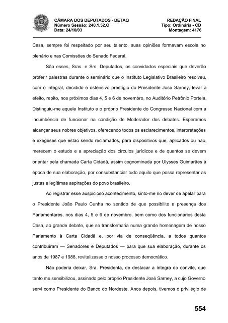 24/10/03 TURNO: Matutino TIPO DA SESSÃO: Ordinária