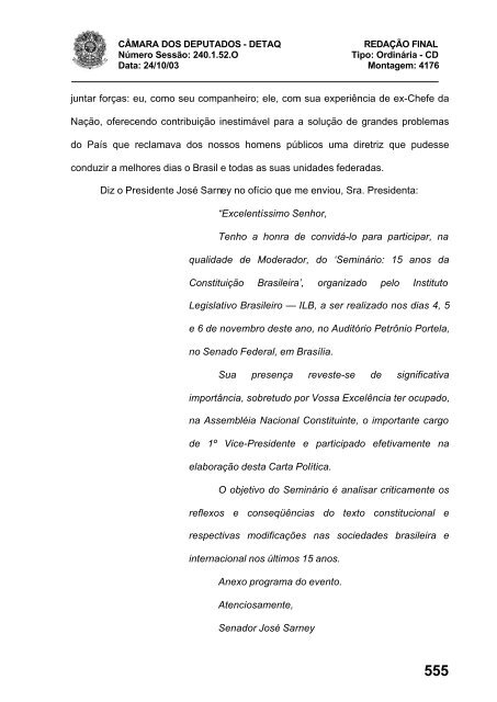 24/10/03 TURNO: Matutino TIPO DA SESSÃO: Ordinária