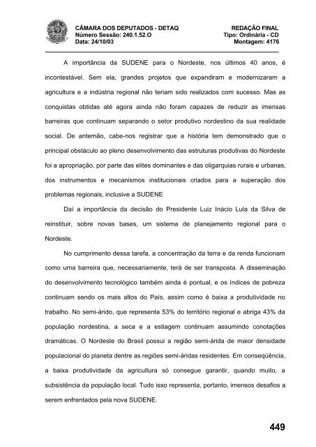 24/10/03 TURNO: Matutino TIPO DA SESSÃO: Ordinária