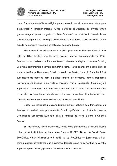 24/10/03 TURNO: Matutino TIPO DA SESSÃO: Ordinária