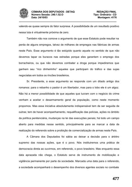 24/10/03 TURNO: Matutino TIPO DA SESSÃO: Ordinária