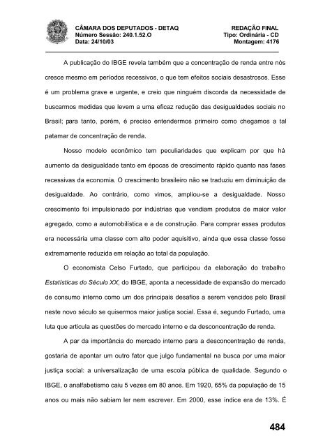 24/10/03 TURNO: Matutino TIPO DA SESSÃO: Ordinária