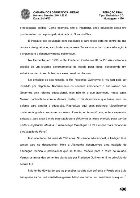 24/10/03 TURNO: Matutino TIPO DA SESSÃO: Ordinária