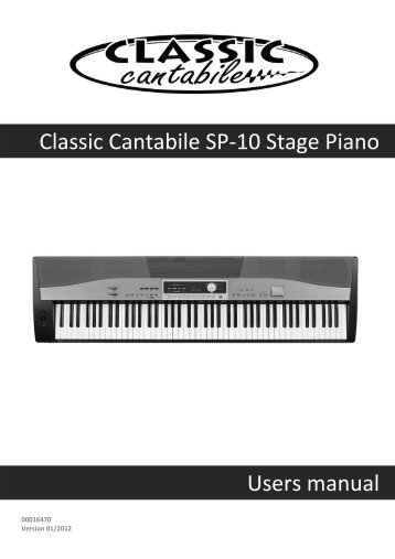 Classic Cantabile SP-10 Stage Piano Users manual
