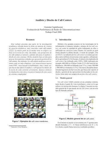 Análisis y Dise˜no de Call Centers