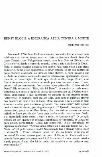 ernst bloch: a esperança ateia contra a morte - Universidade de ...