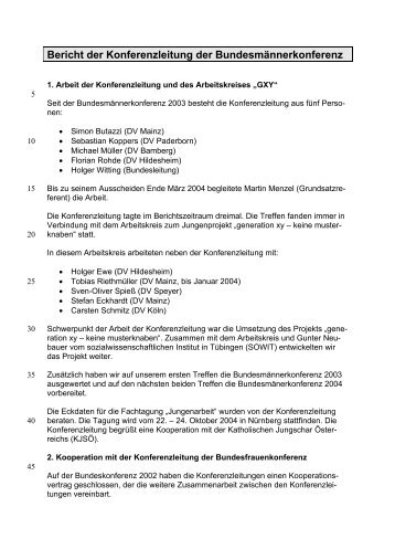 Bericht der Konferenzleitung der Bundesmännerkonferenz - KjG