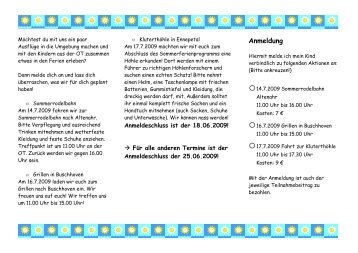 Anmeldung - Kinder- und Jugendring Swisttal e. V.