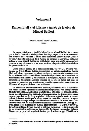 Volumen 2. Ramon Llull y el Lulismo a Través de ... - e-spacio UNED